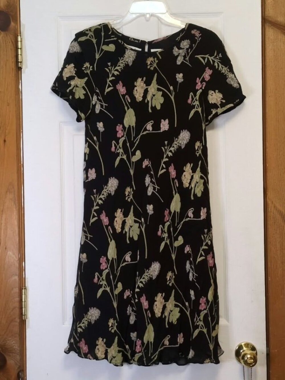 Vintage 1990s Liz Claiborne Black Sheer Whimsygoth Cottagecor Floral Dress Sz 12